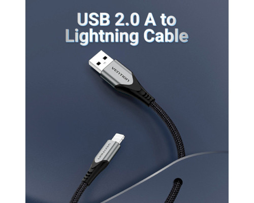 Кабель Vention USB 2.0 A to Lightning Cable 1M Gray Aluminum Alloy Type (LABHF) (LABHF)