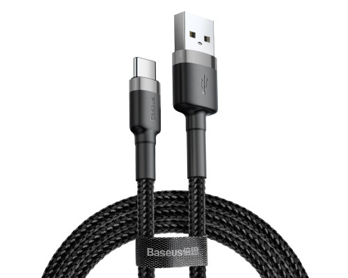 Кабель Baseus Cafule Cable USB For Type-C 3A 0.5m Gray+Black (CATKLF-AG1)