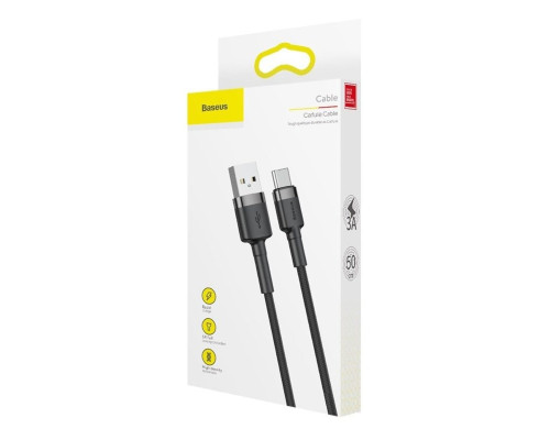 Кабель Baseus Cafule Cable USB For Type-C 3A 0.5m Gray+Black (CATKLF-AG1)