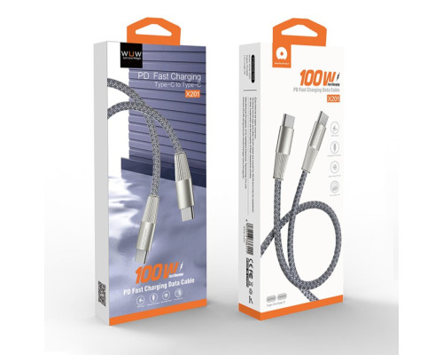 Кабель WUW-X201 Type-C to Type-C 100W 1m grey (WUW-X201TCTC)