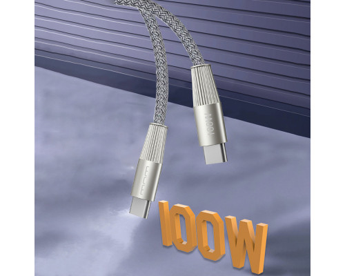 Кабель WUW-X201 Type-C to Type-C 100W 1m grey (WUW-X201TCTC)