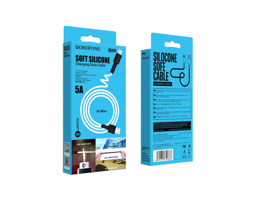 Кабель BOROFONE BX31 Soft silicone charging data cable for Micro White (6931474710383)
