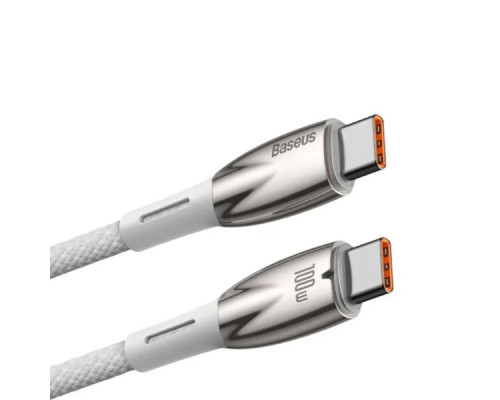 Кабель Baseus Glimmer Series Fast Charging Data Cable Type-C to Type-C 100W 2m White (CADH000802)