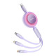 Кабель Baseus Bright Mirror 2 Series Retractable 3-in-1 Fast Charging Data Cable Type-C to M+L+C 100W 1.1m Purple (CAMJ010205)