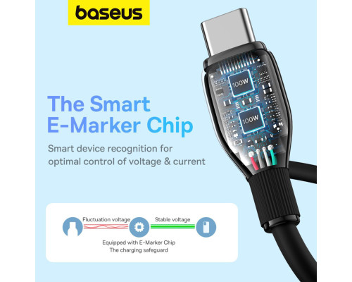 Кабель Baseus Pudding Series Fast Charging Cable Type-C to Type-C 100W 1.2m Cluster Black (P10355702111-00)