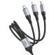 Кабель HOCO X102 Fresh 3-in-1 charging data cable (iP+Micro+Type-C) Black (6942007608794)