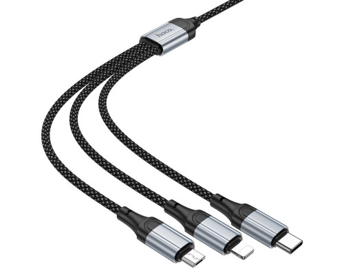 Кабель HOCO X102 Fresh 3-in-1 charging data cable (iP+Micro+Type-C) Black (6942007608794)