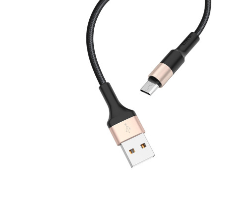 Кабель HOCO X26 Xpress charging data cable for Micro Black＆Gold (6957531080213)