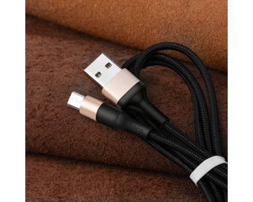 Кабель HOCO X26 Xpress charging data cable for Micro Black＆Gold (6957531080213)