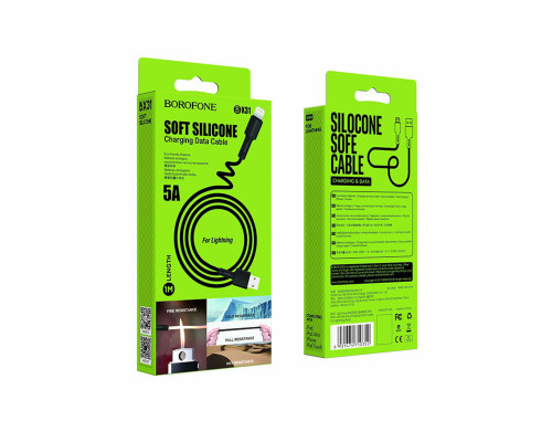 Кабель BOROFONE BX31 USB to iP 2.4A, 1m, silicone, TPE connectors, Black (BX31LB)