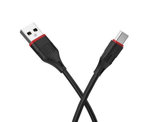 Кабель BOROFONE BX17 USB to Type-C 2A, 1m, PVC, TPE connectors, Black (BX17CB)