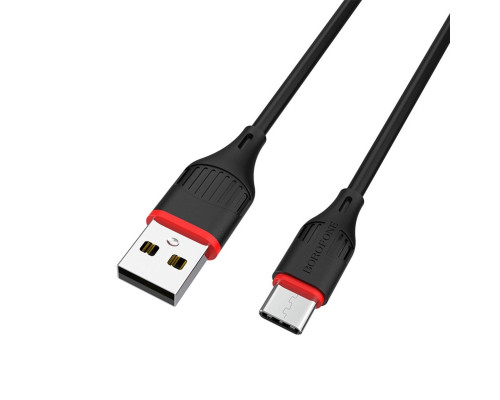 Кабель BOROFONE BX17 USB to Type-C 2A, 1m, PVC, TPE connectors, Black (BX17CB)