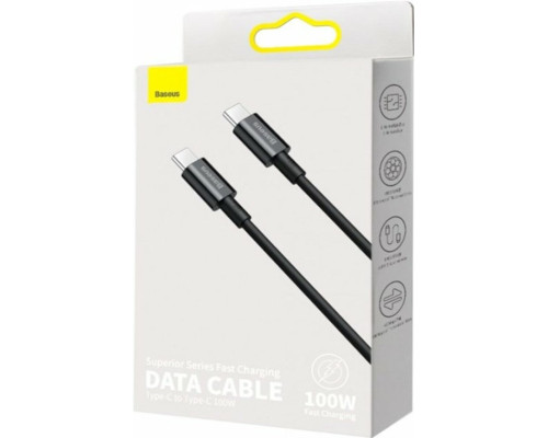 Кабель Baseus Superior Series Fast Charging Data Cable Type-C to Type-C 100W 2m Black (CATYS-C01)