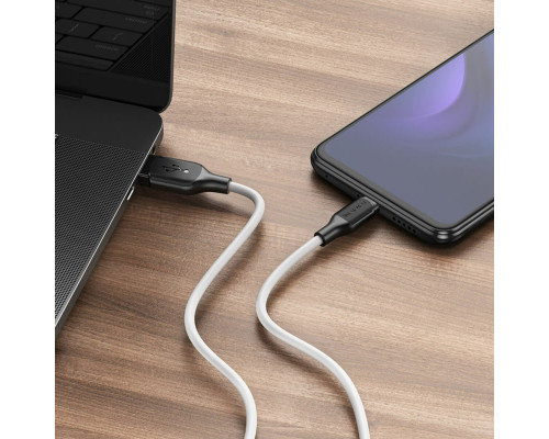 Кабель BOROFONE BX42 USB to Type-C 3A, 1m, silicone, TPE connectors, White (BX42CW)