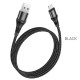 Кабель HOCO X50 USB to iP 2.4A, 1m, nylon, aluminum connectors, Black (6931474734198)