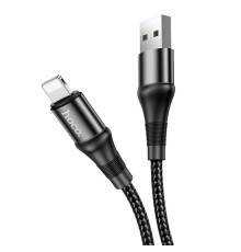 Кабель HOCO X50 USB to iP 2.4A, 1m, nylon, aluminum connectors, Black (6931474734198)
