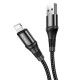 Кабель HOCO X50 USB to iP 2.4A, 1m, nylon, aluminum connectors, Black (6931474734198)