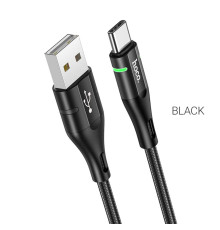 Кабель HOCO U93 USB to Type-C 3A, 1.2m, nylon, aluminum connectors, light indicator, Black (6931474732170)