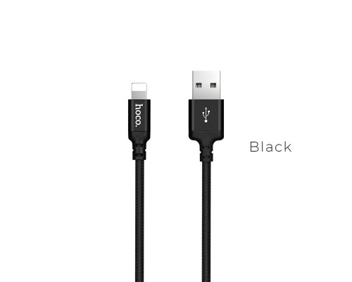 Кабель HOCO X14 USB to iP 2A, 2m, nylon, aluminum connectors, Black (6957531062882)
