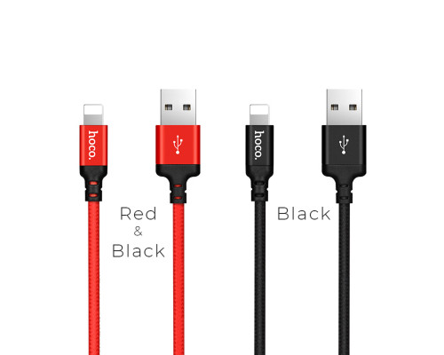 Кабель HOCO X14 USB to iP 2A, 2m, nylon, aluminum connectors, Black (6957531062882)