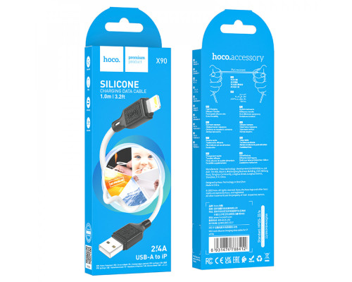 Кабель HOCO X90 Cool silicone charging data cable for iP White (6931474788412)