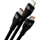 Кабель Baseus Flash Series Ⅱ One-for-three Fast Charging Data Cable USB to M+L+C 66W 1.2m Black (CASS040001)