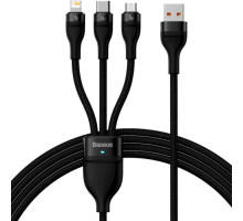 Кабель Baseus Flash Series Ⅱ One-for-three Fast Charging Data Cable USB to M+L+C 66W 1.2m Black (CASS040001)