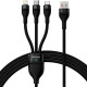 Кабель Baseus Flash Series Ⅱ One-for-three Fast Charging Data Cable USB to M+L+C 66W 1.2m Black (CASS040001)