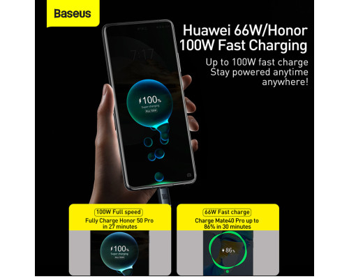 Кабель Baseus Crystal Shine Series Fast Charging Data Cable USB to Type-C 100W 2m Black (CAJY000501)