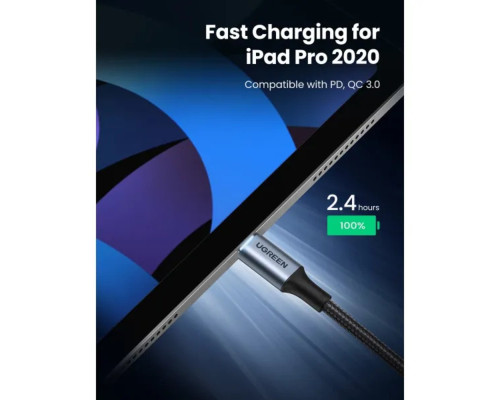 Кабель UGREEN US316 USB-C to USB-C 2.0 Cable 100W Alu Case with Braid 1.5m (Space Gray) (UGR-70428) (UGR-70428)