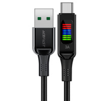 Кабель ACEFAST C7-04 USB to Type-C 3A, 1.2m, nylon, zinc connectors, LED, Black (6974316282785)