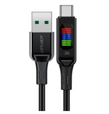 Кабель ACEFAST C7-04 USB to Type-C 3A, 1.2m, nylon, zinc connectors, LED, Black (6974316282785)