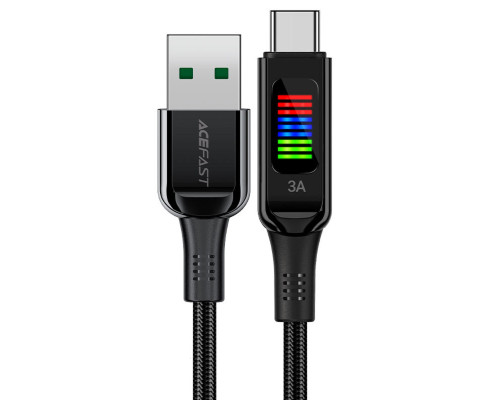 Кабель ACEFAST C7-04 USB to Type-C 3A, 1.2m, nylon, zinc connectors, LED, Black (6974316282785)