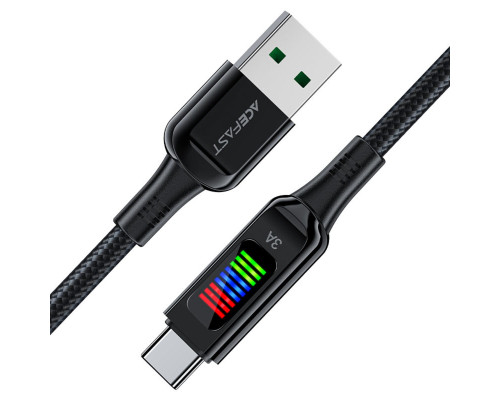 Кабель ACEFAST C7-04 USB to Type-C 3A, 1.2m, nylon, zinc connectors, LED, Black (6974316282785)