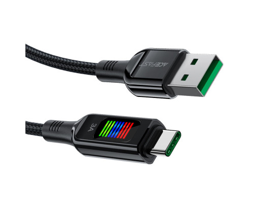 Кабель ACEFAST C7-04 USB to Type-C 3A, 1.2m, nylon, zinc connectors, LED, Black (6974316282785)