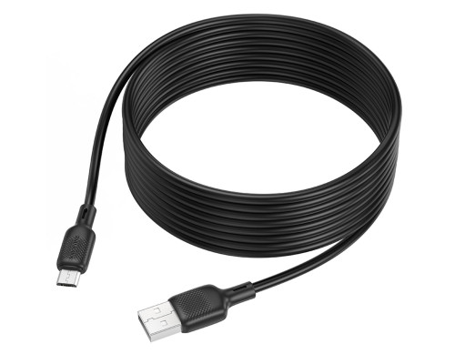 Кабель BOROFONE BX113 Lenny silicone charging data cable Micro(L=3M) Black (6941991115547)