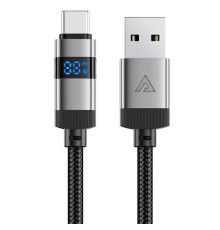 Кабель ACEFAST C15-04 USB-A to USB-C zinc alloy digital display braided charging data cable Black (6974316283737)