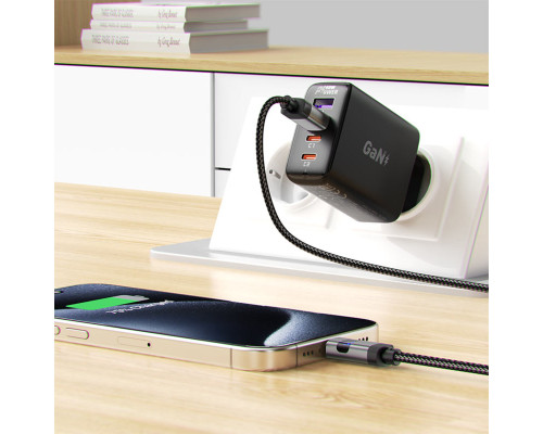 Кабель ACEFAST C15-04 USB-A to USB-C zinc alloy digital display braided charging data cable Black (6974316283737)