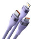 Кабель Baseus Flash Series Ⅱ One-for-three Fast Charging Data Cable USB to M+L+C 100W 1.2m Purple (CASS030005)