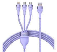 Кабель Baseus Flash Series Ⅱ One-for-three Fast Charging Data Cable USB to M+L+C 100W 1.2m Purple (CASS030005)