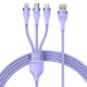 Кабель Baseus Flash Series Ⅱ One-for-three Fast Charging Data Cable USB to M+L+C 100W 1.2m Purple (CASS030005)