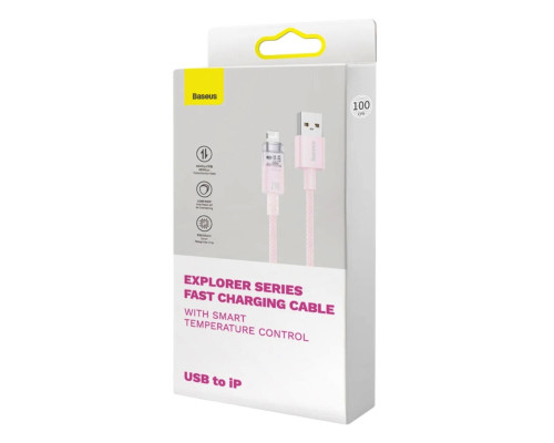 Кабель Baseus Explorer Series Fast Charging Cable with Smart Temperature Control USB to iP 2.4A 1m Pink (CATS010004)