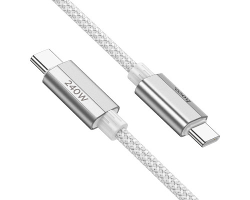 Кабель HOCO U134 Primero 240W charging data cable Type-C to Type-C (L=1.8M) Gray (6942007620086)