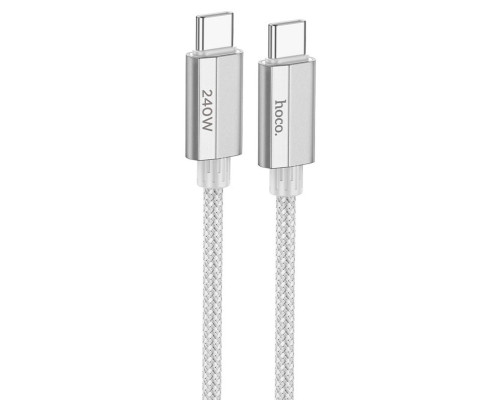 Кабель HOCO U134 Primero 240W charging data cable Type-C to Type-C (L=1.8M) Gray (6942007620086)