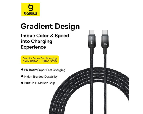 Кабель Baseus Discolor Series Fast Charging Cable USB-C to USB-C 100W 1m Cluster Black (P10374902111-00)