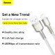 Кабель Baseus Cafule Series Metal Data Cable USB to IP 2.4A 2m White (CALJK-B02)