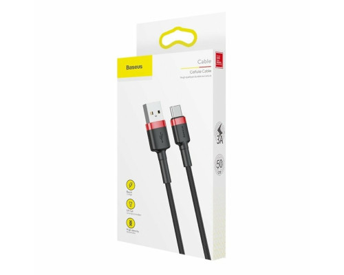 Кабель Baseus Cafule Cable USB For Type-C 3A 1m Red+Black (CATKLF-B91)