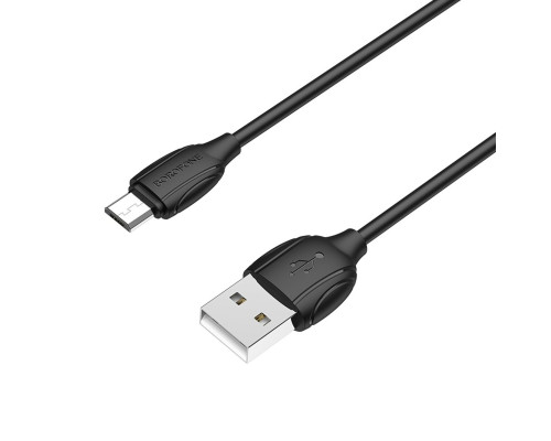 Кабель BOROFONE BX19 USB to Micro 2.4A, 1m, PVC, TPE connectors, Black (BX19MB)