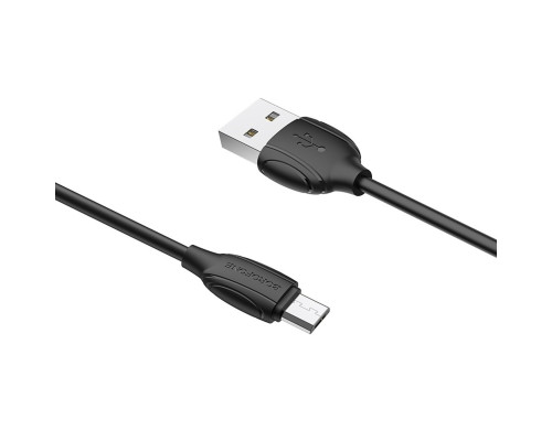 Кабель BOROFONE BX19 USB to Micro 2.4A, 1m, PVC, TPE connectors, Black (BX19MB)