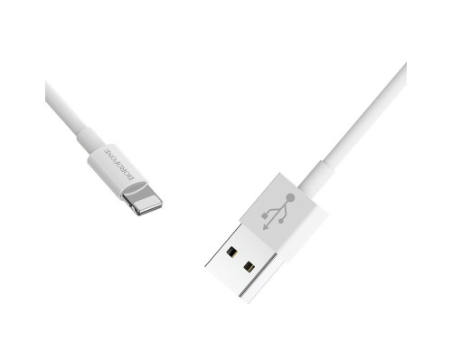 Кабель BOROFONE BX22 USB to iP 2.4A, 1m, PVC, РС connectors, White (BX22LW)